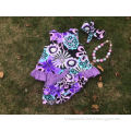 2015 baby new purple flower swing tops swing outfits with matching necklace and headband